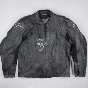 Alpinestars Black Label Mens Leather Motorcycle Jacket Black Perforated Large